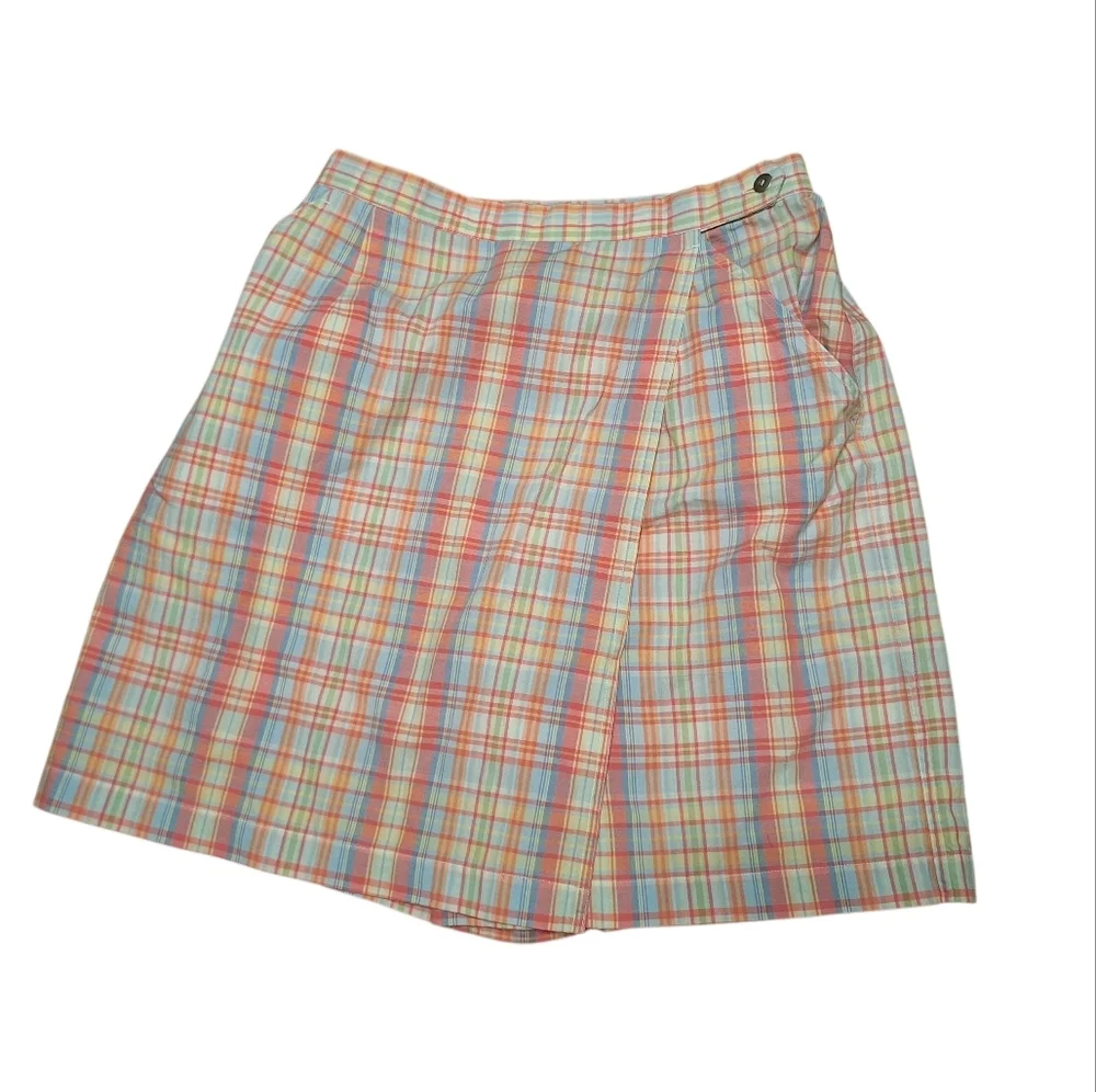 Vintage Susan Bristol Plaid Skorts Ladies 10 Preppy Golf 100% Cotton PICKLEBALL